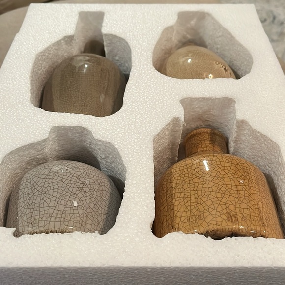 Stoneware Crackle Glaze Bud Vase Set/NWT - Picture 6 of 9